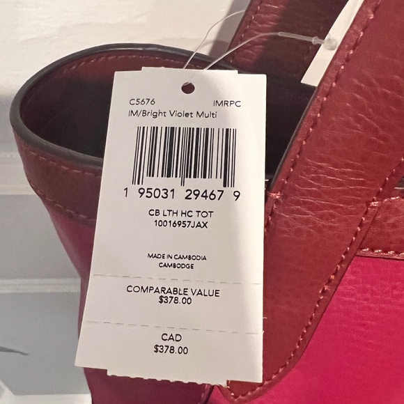 BRAND NEW WITH TAGS!!! Large Bright Violet Tote. - Picture 3 of 4